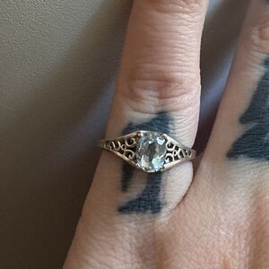 💛 14k White Gold Vintage Aquamarine Ring